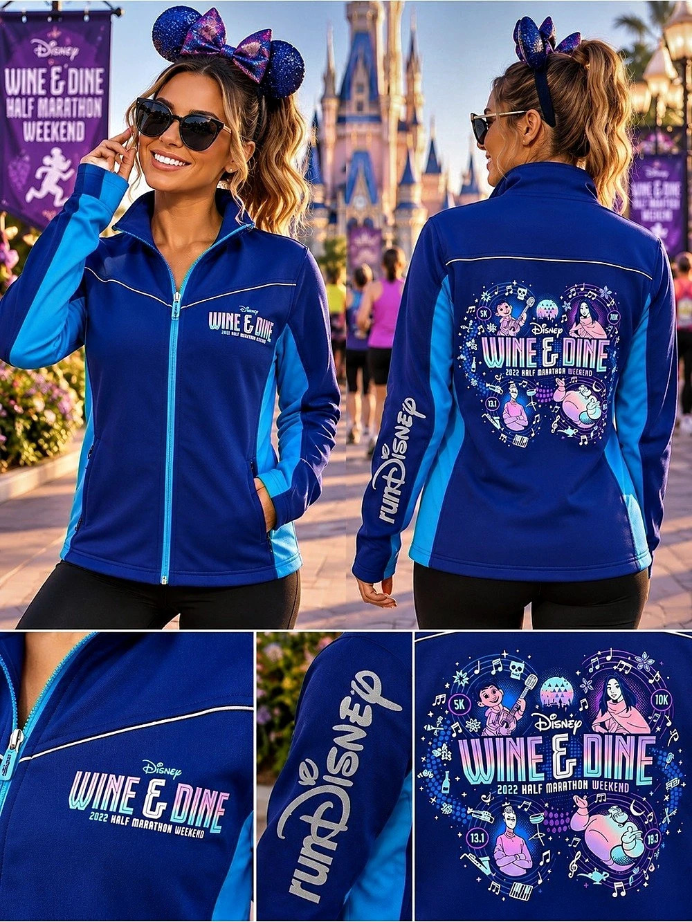 Disney runDisney Wine & Dine Half Marathon Weekend 2022 Full Zip Athletic Jacket